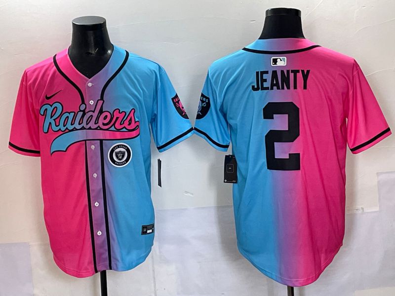 Men 2025 Oakland Raiders 2 Jeanty Blue pink Nike Limited NFL Jersey 009